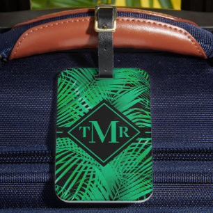 Étiquette À Bagage Palme tropicale monogramme