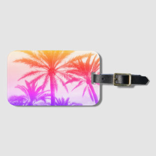 Étiquette À Bagage palmier tropical dans l'ambiance estivale rétro né