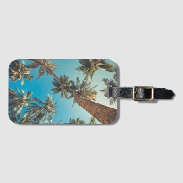 Étiquette À Bagage Palmiers au cru tropical de plage (Devant Horizontal)