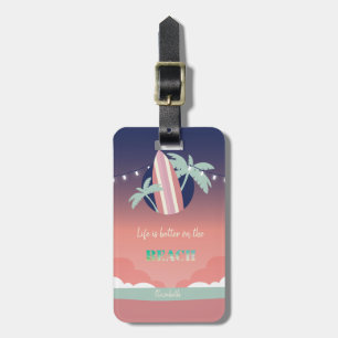 Étiquette À Bagage Palmiers, Surf, Plage String Lights