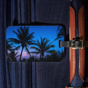 Étiquette À Bagage Palmiers tropicaux couchés de soleil