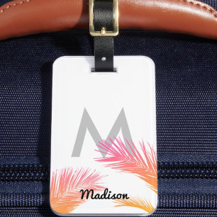 Étiquette À Bagage Palmiers tropicaux personnalisés Monogramme person
