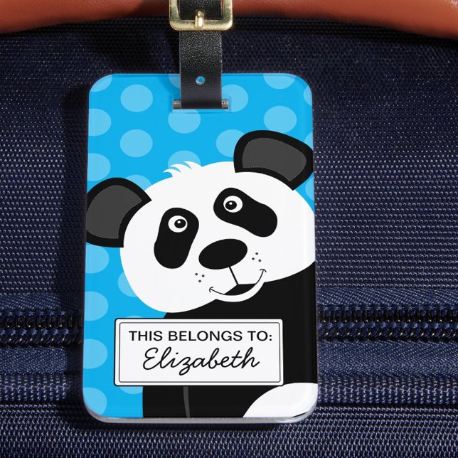 Étiquette À Bagage Panda Ours Bleu Enfants Mignonne Animal (Créateur téléchargé)
