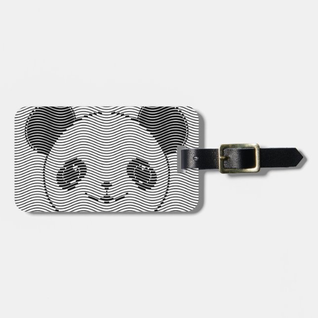 Étiquette À Bagage Panda Porte Face Sur La Vague Motif (Devant horizontal)