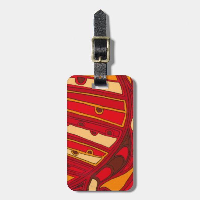 Étiquette À Bagage Panneaux oranges abstraits (Devant Vertical)