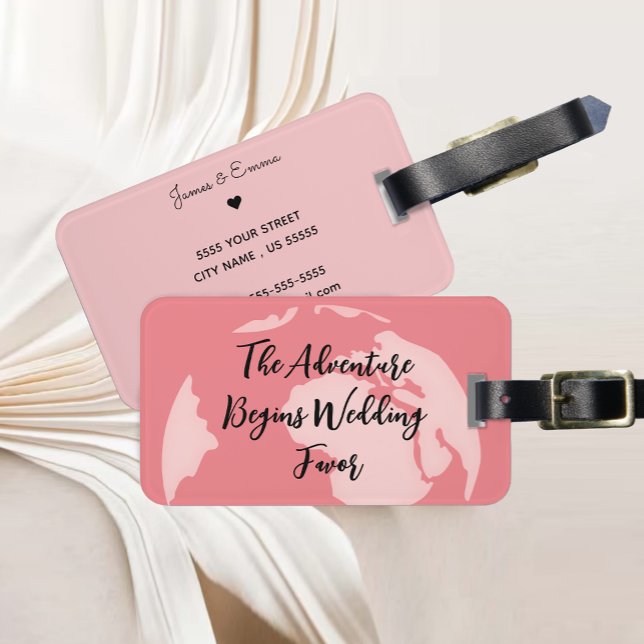 Étiquette À Bagage Papeterie Le Voyage Commence Cadeau de Mariage  (The Adventure Begins Wedding Favor Luggage Tag)