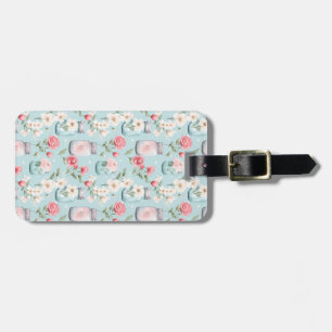 Étiquette À Bagage Papier Cadeau Sans Couture Fleurs Jar Mason Pastel