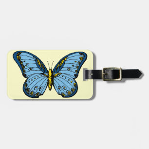 Étiquette À Bagage Papillon bleu