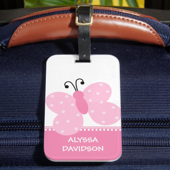 Étiquette À Bagage Papillon rose personnalisé (Insitu Rectoal 2)