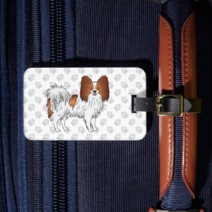 Étiquette À Bagage Papillon Rouge Et Blanc Mignon Chien Avec Texte Pe