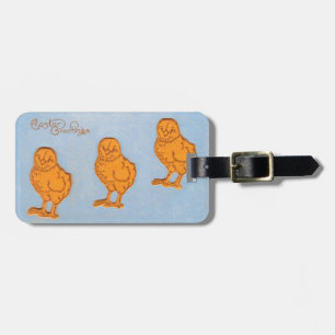 Étiquette À Bagage Pâques Salutations poussins en Bleu