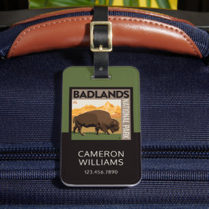 Étiquette À Bagage Parc national des Badlands   Buffalo