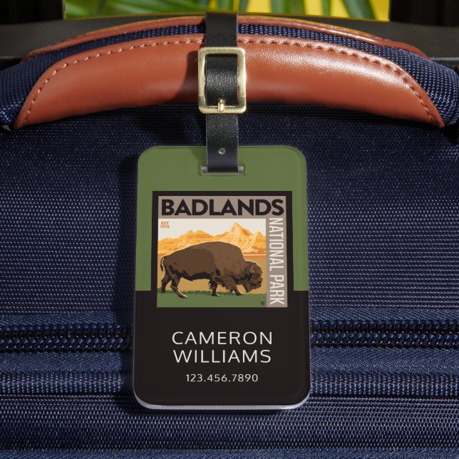 Étiquette À Bagage Parc national des Badlands | Buffalo (Insitu Rectoal 2)