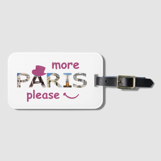 Étiquette À Bagage Paris Attractions Plus Paris S'il vous plaît Parti (Devant Horizontal)