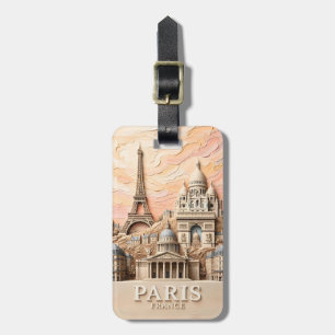 Étiquette À Bagage Paris France Europe Moderne Pastel Texturé Voyage