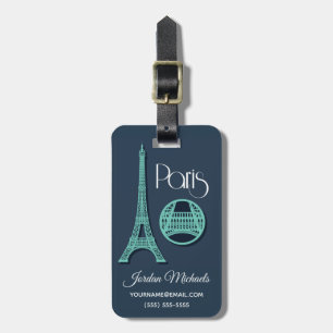 Étiquette À Bagage Paris Teal