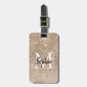 Étiquette À Bagage Parties scintillant Champagne Monogramme Sparkly
