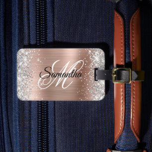 Étiquette À Bagage Parties scintillant d'argent brillant Rose Gold Fo