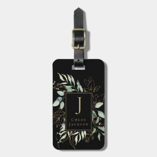 Étiquette À Bagage Parties scintillant d'or féminine noir Monogramme 