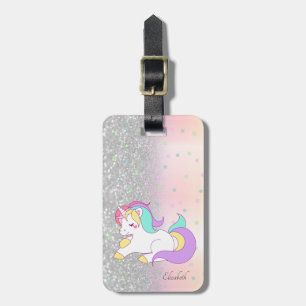Étiquette À Bagage Parties scintillant élégante Bokeh, Unicorn, Étoil