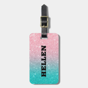 Étiquette À Bagage Parties scintillant fausse turquoise et rose ombre