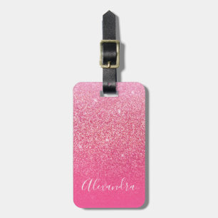 Étiquette À Bagage Parties scintillant Girly Sparkly Rose rose Nom du