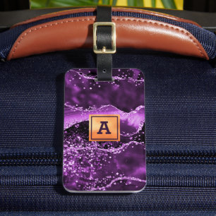 Étiquette À Bagage Parties scintillant mauve agneau rose nom or