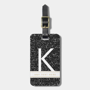 Étiquette À Bagage Parties scintillant noire étincelante Monogramme b