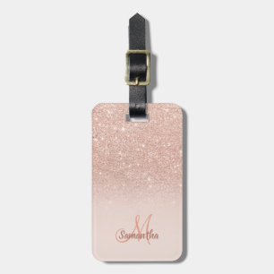 Étiquette À Bagage parties scintillant or rose ombre blush chic ajout