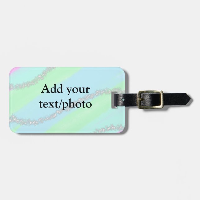 Étiquette À Bagage Parties scintillant rose bleu vert étincelant past (Devant horizontal)