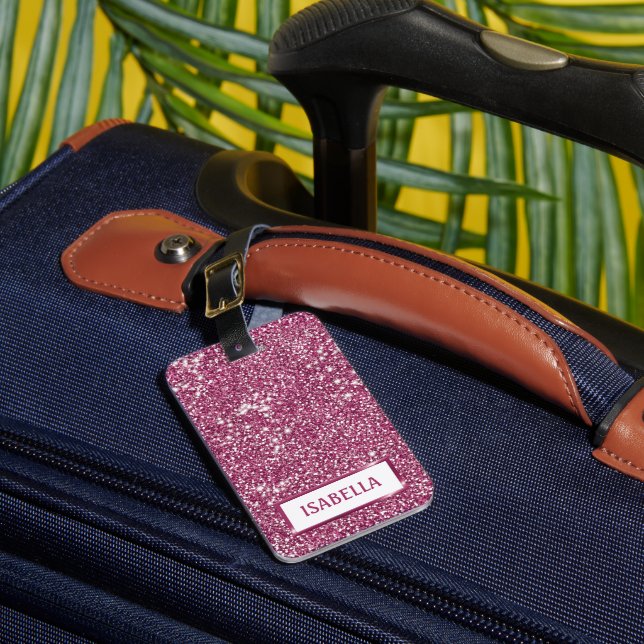 Étiquette À Bagage Parties scintillant rose Faux Regarder avec du tex (Insitu Rectoal 1)