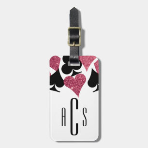 Étiquette À Bagage Parties scintillant rose Monogramme Las Vegas étiq