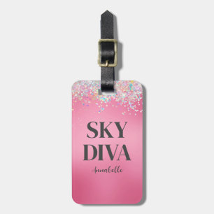 Étiquette À Bagage Parties scintillant rose Sky Diva