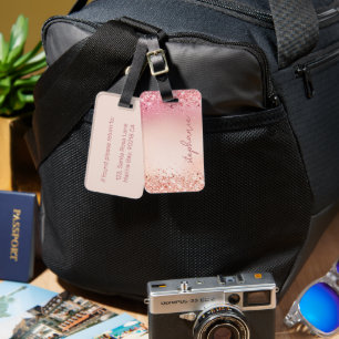 Étiquette À Bagage Parties scintillant rose vierge personnalisée