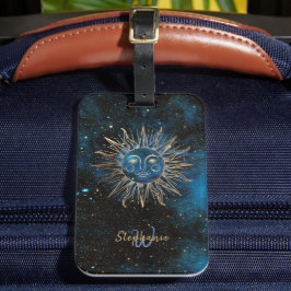 Étiquette À Bagage Parties scintillant solaire céleste Monogramme Mar