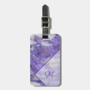 Étiquette À Bagage Parties scintillant violet rose élégant Monogramme