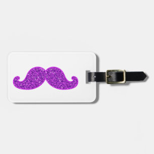 Étiquette À Bagage Parties scintillantes pourpres moustache Girly