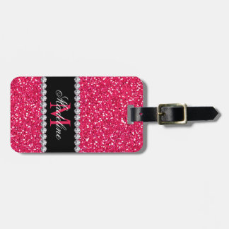 Étiquette À Bagage Parties scintillantes roses, personnalisées avec