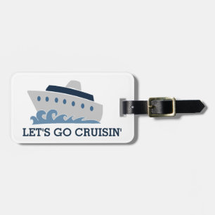 Étiquette À Bagage Partons bateau de croisière de bande dessinée de