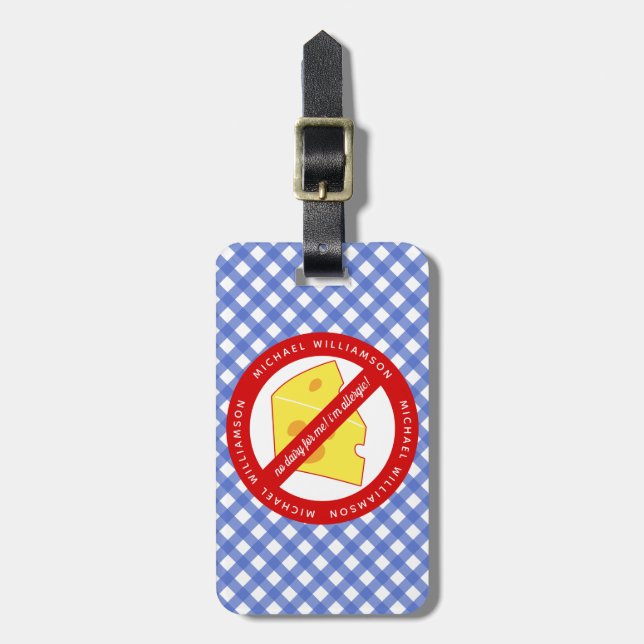Étiquette À Bagage Pas de lait pour moi ! Avertissement d'allergie au (Devant Vertical)