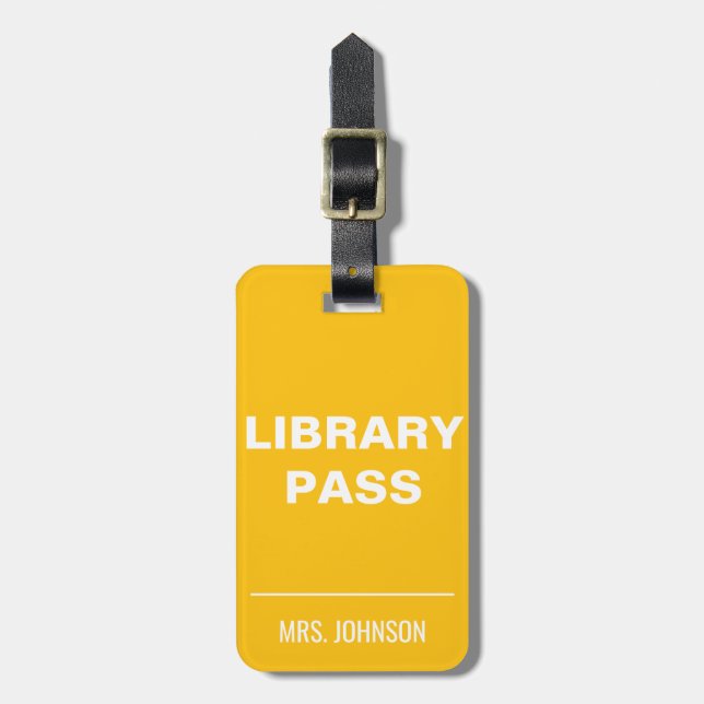 Étiquette À Bagage Passe-bibliothèque jaune Passe-école Hall pour ens (Devant Vertical)