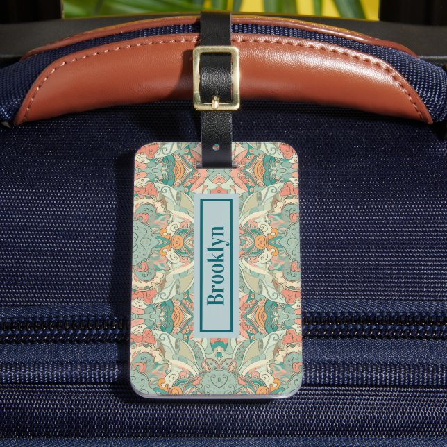 Étiquette À Bagage Pastel Abstrait Paisley Motif (Insitu Rectoal 2)