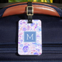 Pastel Blue et violet Floral sur mesure Monogramme
