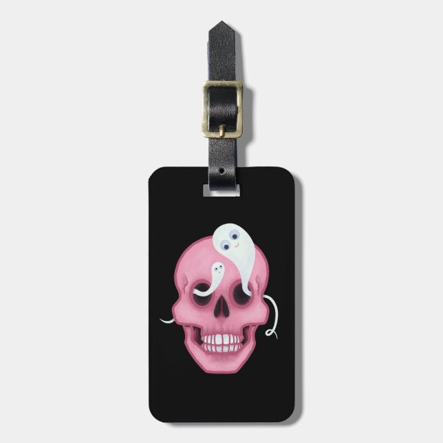 Étiquette À Bagage Pastel Goth Cute Skull drôle gothique (Devant Vertical)