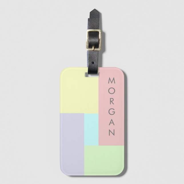 Étiquette À Bagage Pastel moderne | Balise de bagage personnalisée (Devant Vertical)