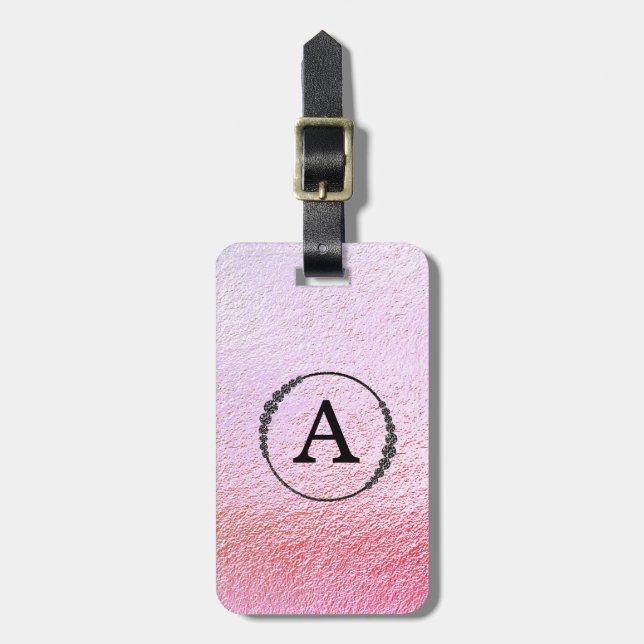Étiquette À Bagage *~* Pastel Ombre Black Monogramme Diamant (Devant Vertical)