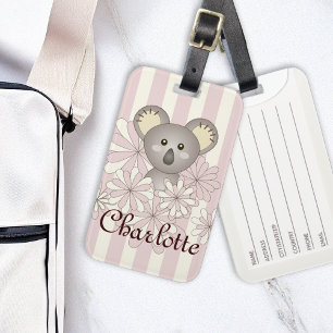 Étiquette À Bagage Pastel rose mignonne bébé Koala fille enfants