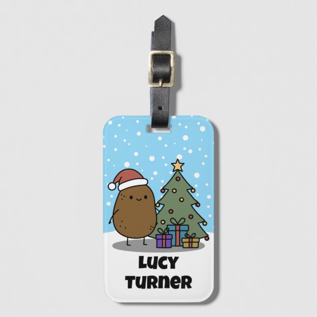 Étiquette À Bagage Patate de Noël Personnalisée (Devant Vertical)
