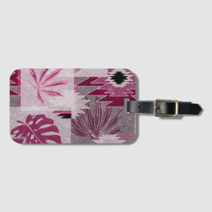 Étiquette À Bagage patchwork botanique tropical monochrome