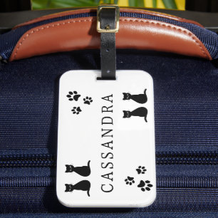 Étiquette À Bagage Pâtes et chats mignons Nom personnalisé